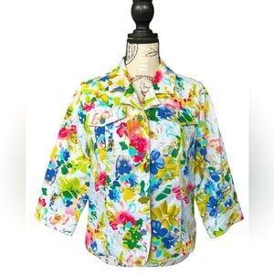 Christoper & Banks women’s vibrant floral multicolor jacket size medium
